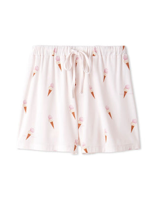 Ice cream print lounge shorts with elastic waistband and lightweight fabric for comfort and relaxation.