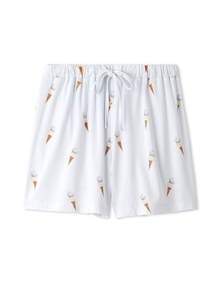 Ice Cream Print Lounge Shorts in BLUE, Women's Loungewear Shorts at Gelato Pique USA.