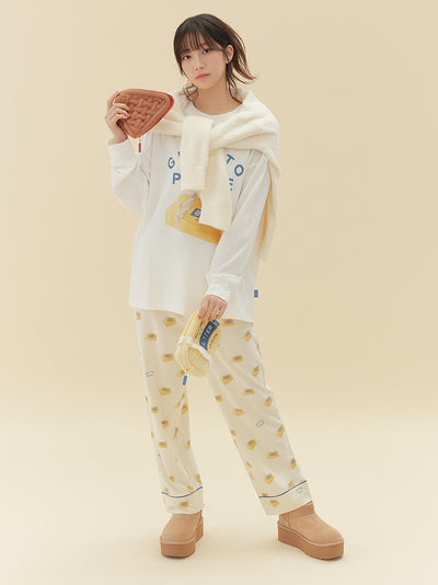 BUTTER/PIE Motif Pajama Pants gelato pique