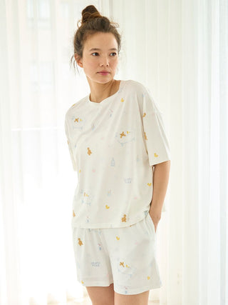 Bath Time Pattern Lounge Shorts in OFF WHITE, Women's Loungewear Shorts at Gelato Pique USA.