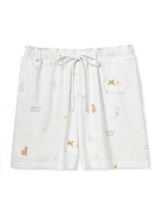 Bath Time Pattern Lounge Shorts in BLUE, Women's Loungewear Shorts at Gelato Pique USA.