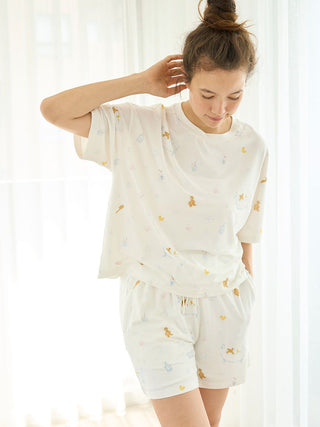 Bath Time Pattern Lounge Shorts in OFF WHITE, Women's Loungewear Shorts at Gelato Pique USA.