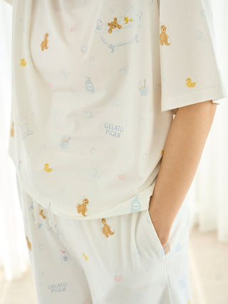 Bath Time Pattern Lounge Shorts in OFF WHITE, Women's Loungewear Shorts at Gelato Pique USA.