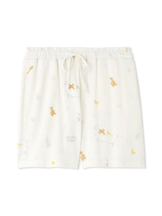 Bath Time Pattern Lounge Shorts in OFF WHITE, Women's Loungewear Shorts at Gelato Pique USA.