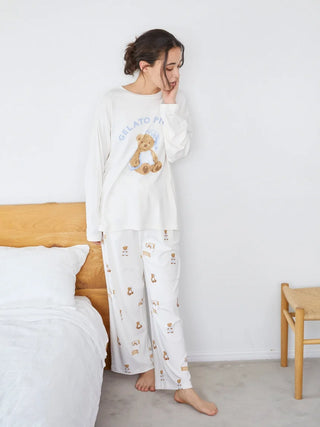 GOOD NIGHT BEAR Motif Pajama Pants