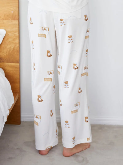 GOOD NIGHT BEAR Motif Pajama Pants gelato pique