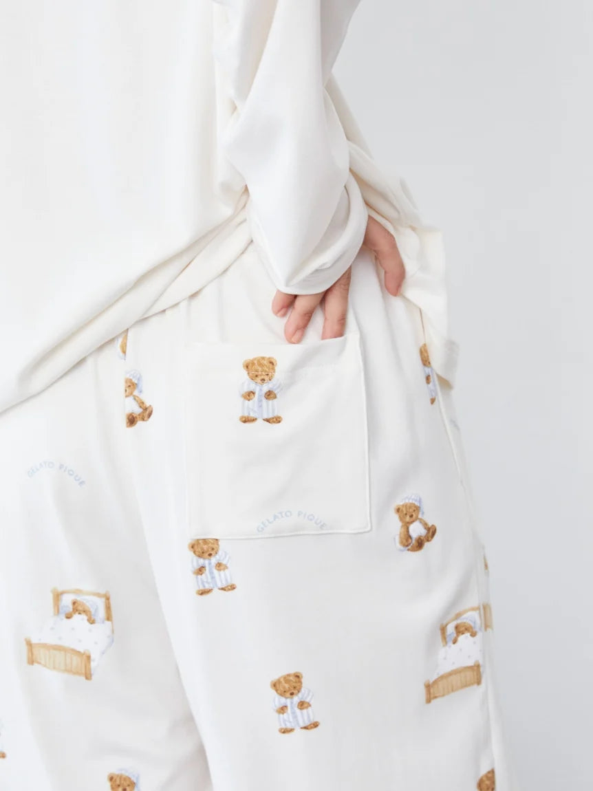 GOOD NIGHT BEAR Motif Pajama Pants