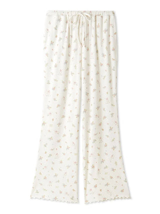 Garden Flower Pattern Pajama Pants in OFF WHITE, Women's Loungewear Pants Pajamas & Sleep Pants at Gelato Pique USA.