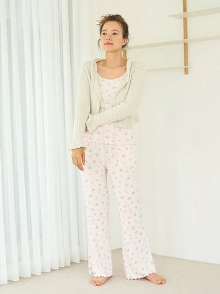 Garden Flower Pattern Pajama Pants in PINK, Women's Loungewear Pants Pajamas & Sleep Pants at Gelato Pique USA.