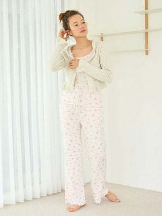 Garden Flower Pattern Pajama Pants in PINK, Women's Loungewear Pants Pajamas & Sleep Pants at Gelato Pique USA.