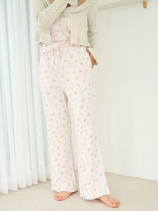 Garden Flower Pattern Pajama Pants in PINK, Women's Loungewear Pants Pajamas & Sleep Pants at Gelato Pique USA.