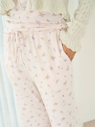 Garden Flower Pattern Pajama Pants in PINK, Women's Loungewear Pants Pajamas & Sleep Pants at Gelato Pique USA.