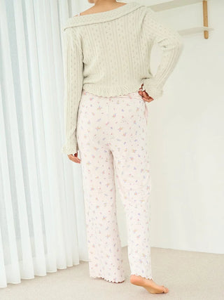 Garden Flower Pattern Pajama Pants in PINK, Women's Loungewear Pants Pajamas & Sleep Pants at Gelato Pique USA.