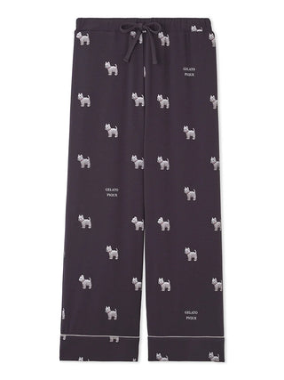 Westie Pattern Pajama Pants in Navy, Women's Loungewear Pants Pajamas & Sleep Pants at Gelato Pique USA