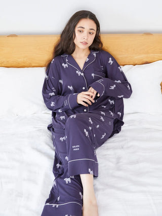 Westie Pattern Pajama Pants in Navy, Women's Loungewear Pants Pajamas & Sleep Pants at Gelato Pique USA