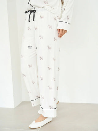 Westie Pattern Pajama Pants in Off White, Women's Loungewear Pants Pajamas & Sleep Pants at Gelato Pique USA