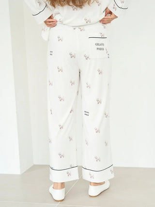 Westie Pattern Pajama Pants in Off White, Women's Loungewear Pants Pajamas & Sleep Pants at Gelato Pique USA