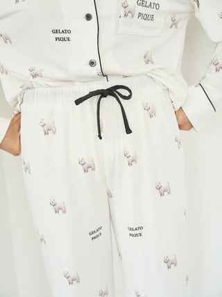 Westie Pattern Pajama Pants in Off White, Women's Loungewear Pants Pajamas & Sleep Pants at Gelato Pique USA