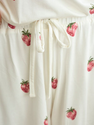 Strawberry Print Lounge Shorts in OFF WHITE, Women's Loungewear Shorts at Gelato Pique USA.