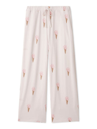 Ice Cream Pattern Long Pants in Pink, Women's Loungewear Pants Pajamas & Sleep Pants at Gelato Pique USA