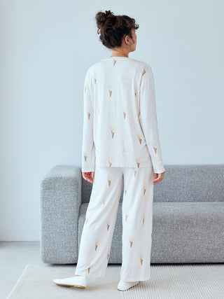 Ice Cream Pattern Long Pants in Blue, Women's Loungewear Pants Pajamas & Sleep Pants at Gelato Pique USA