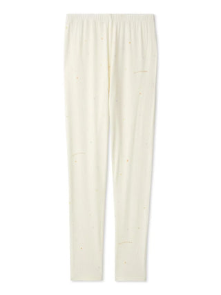 Star Print Ribbed Leggings in Off White, Premium Women's Waist Warmer at Gelato Pique USA