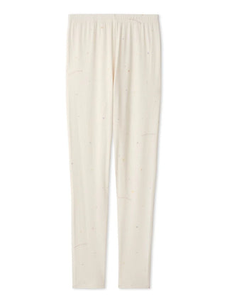 Star Print Ribbed Leggings in Off White, Premium Women's Waist Warmer at Gelato Pique USA