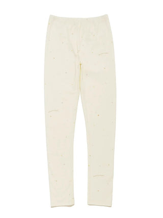 Star Print Ribbed Leggings in Off White, Premium Women's Waist Warmer at Gelato Pique USA