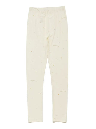 Star Print Ribbed Leggings in Off White, Premium Women's Waist Warmer at Gelato Pique USA