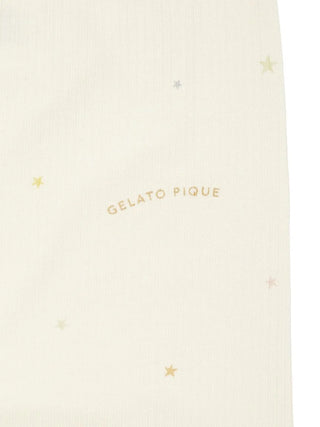 Star Print Ribbed Leggings in Off White, Premium Women's Waist Warmer at Gelato Pique USA