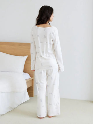 Rabbit Print Pajama Pants in Off White, Women's Loungewear Pants Pajamas & Sleep Pants at Gelato Pique USA