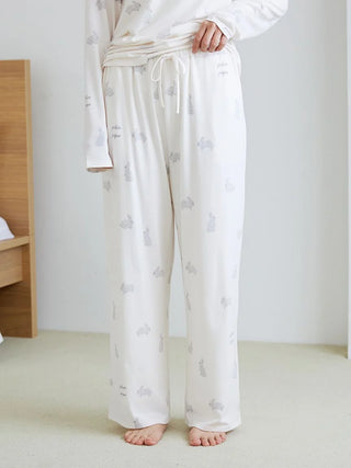 Rabbit Print Pajama Pants in Off White, Women's Loungewear Pants Pajamas & Sleep Pants at Gelato Pique USA