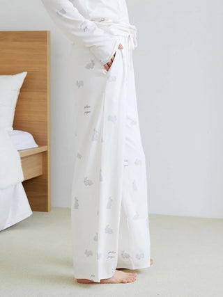 Rabbit Print Pajama Pants in Off White, Women's Loungewear Pants Pajamas & Sleep Pants at Gelato Pique USA