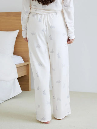 Rabbit Print Pajama Pants in Off White, Women's Loungewear Pants Pajamas & Sleep Pants at Gelato Pique USA