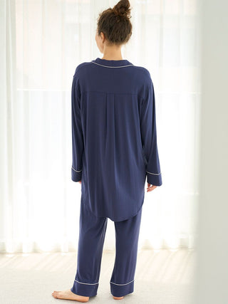 Soft Rayon Piping Pajama Pants in NAVY, Women's Loungewear Pants Pajamas & Sleep Pants at Gelato Pique USA.