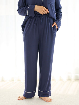 Soft Rayon Piping Pajama Pants in NAVY, Women's Loungewear Pants Pajamas & Sleep Pants at Gelato Pique USA.