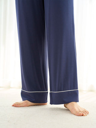 Soft Rayon Piping Pajama Pants in NAVY, Women's Loungewear Pants Pajamas & Sleep Pants at Gelato Pique USA.