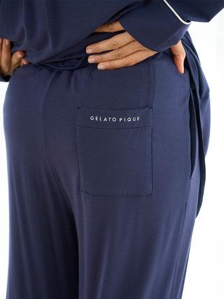 Soft Rayon Piping Pajama Pants in NAVY, Women's Loungewear Pants Pajamas & Sleep Pants at Gelato Pique USA.