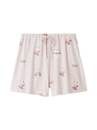 Gelato Pique USA brown and pink panda pattern lounge shorts, premium loungewear and sleepwear, smooth and silky texture.