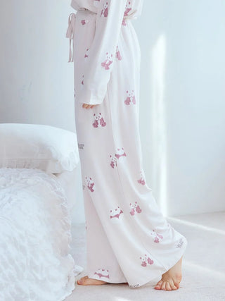 Gelato Pique USA panda pattern pajama pants in white with pink and brown design, premium loungewear and sleepwear, cozy and stylish.