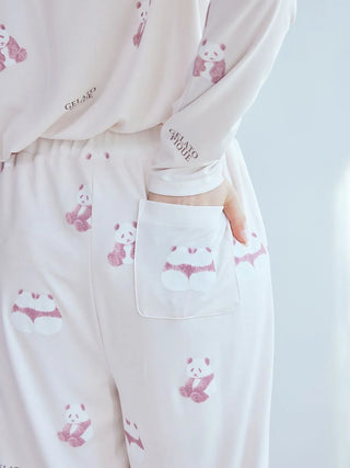 Gelato Pique USA panda pattern pajama pants in gentle brown and pink, showcasing premium loungewear and sleepwear design.