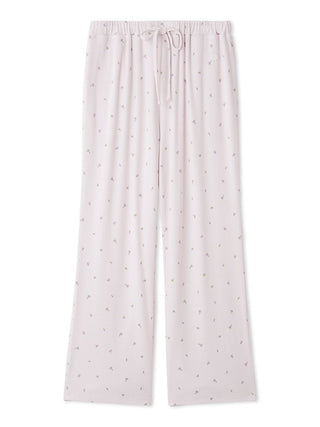 Off-white Motif 3-Pattern Pants with small flower design by Gelato Pique USA, premium loungewear and sleepwear.