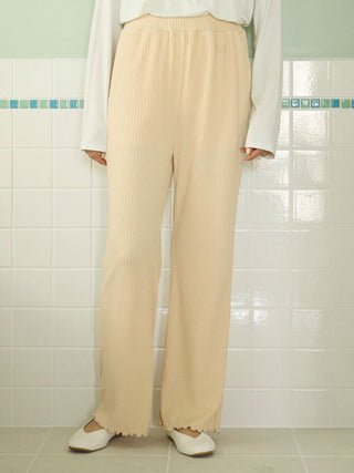 Macaroon Rib Cut-and-sew Long Pants