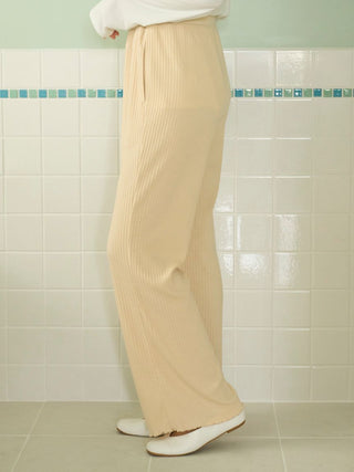 Macaroon Rib Cut-and-sew Long Pants