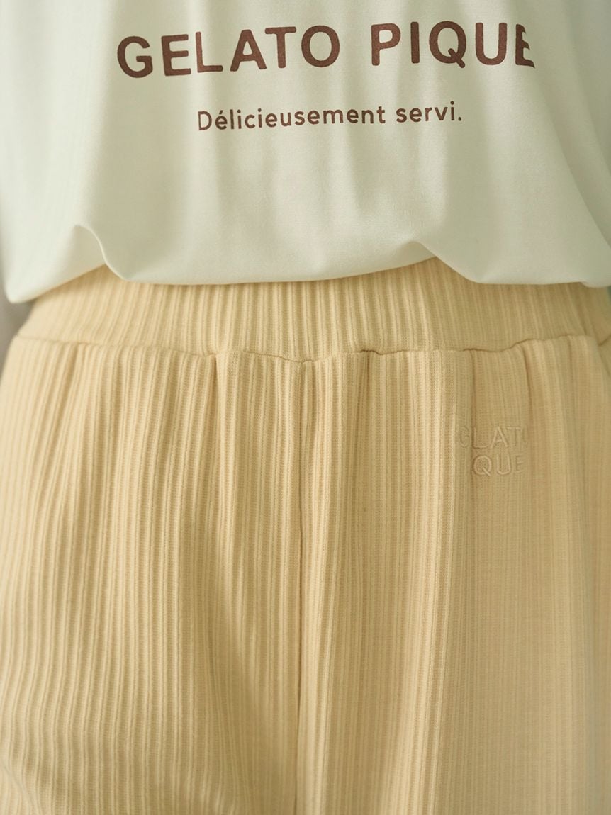 Macaroon Rib Cut-and-sew Long Pants
