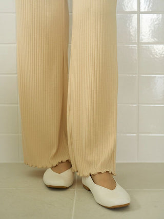 Macaroon Rib Cut-and-sew Long Pants