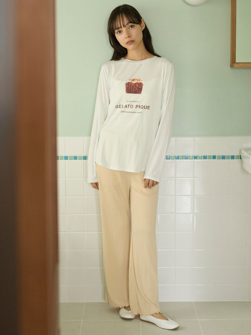 Macaroon Rib Cut-and-sew Long Pants