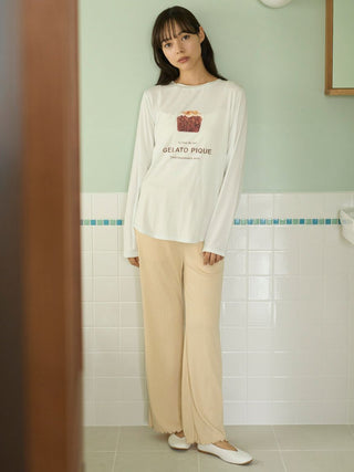 Macaroon Rib Cut-and-sew Long Pants