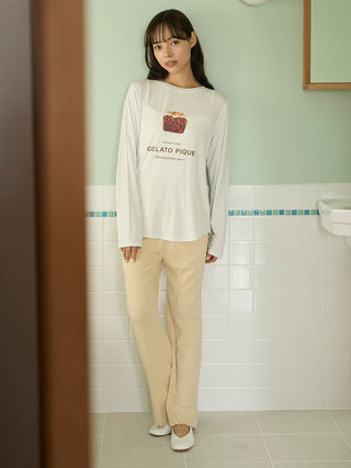 Macaroon Rib Cut-and-sew Long Pants
