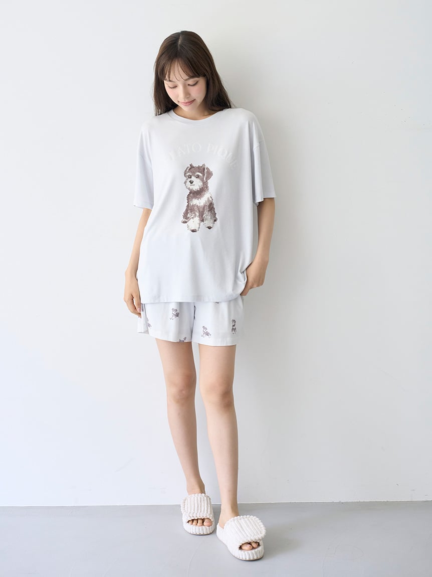 Summer Schnauzer Cut-and-sew Shorts